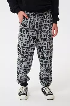 Брюки хлопковые на кулиске с принтом SMENA