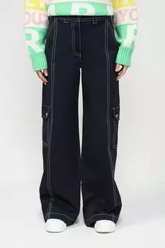 Брюки хлопковые с карманами широкого кроя BOSS