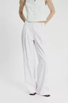 Брюки хлопковые с защипами в полоску Nume