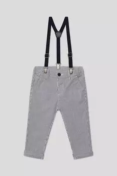 Брюки хлопковые в полоску с подтяжками Fagottino