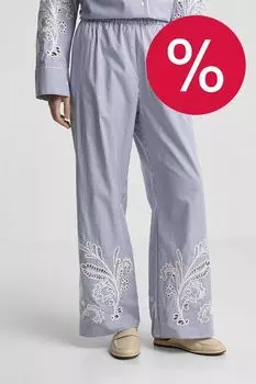 Брюки хлопковые в полоску с шитьем Tommy Hilfiger