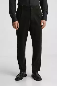 Брюки хлопковые зауженного кроя BOSS