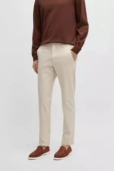 Брюки хлопковые зауженного кроя BOSS