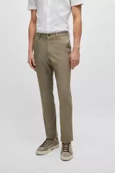 Брюки хлопковые зауженного кроя BOSS