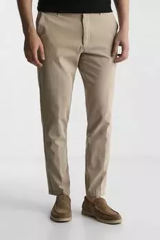 Брюки хлопковые зауженного кроя BOSS