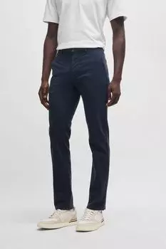 Брюки хлопковые зауженного кроя BOSS