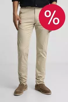 Брюки хлопковые зауженного кроя Bugatti