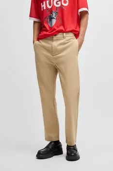 Брюки из хлопкового твила зауженного кроя HUGO