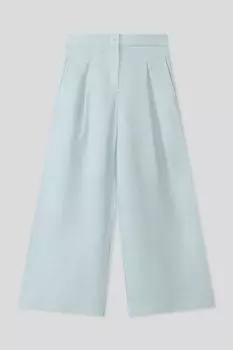 Брюки из льна широкого кроя с защипами Silver Spoon Ceremony