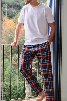 Брюки пижамные хлопковые в клетку Massana