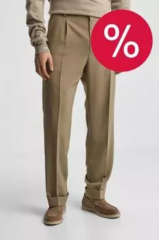 Брюки прямого кроя с отворотами HUGO