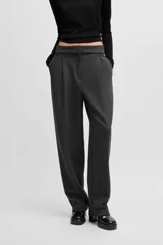 Брюки прямого кроя с защипами HUGO