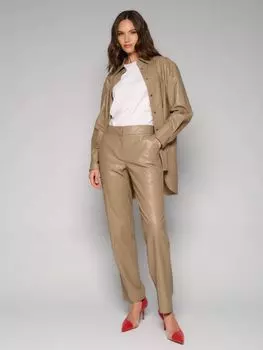 Брюки прямые из экокожи ELEGANZZA