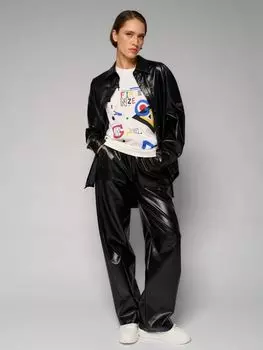 Брюки прямые из экокожи ELEGANZZA