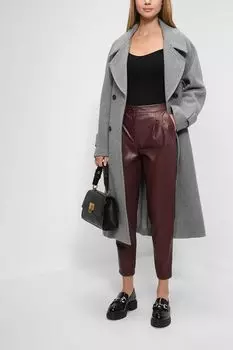 Брюки с защипами из экокожи BELUCCI