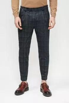 Брюки с защипами зауженного кроя в клетку Cinque