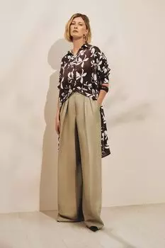 Брюки льняные с широкими брючинами SABRINA SCALA