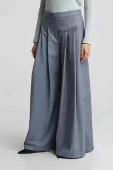 Брюки шерстяные с защипами и широкими брючинами BOSS