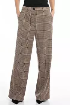 Брюки широкого кроя в клетку Replay