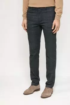 Брюки в клетку прямого кроя BOSS