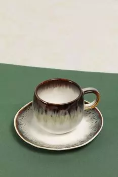 Чашка с блюдцем фарфоровая с принтом Nuances Easy Life