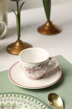 Чашка с блюдцем фарфоровые с принтом Jolie Pip Studio