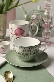 Чашка с блюдцем фарфоровые с принтом Lily&Lotus Pip Studio