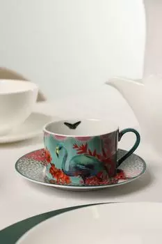 Чашка с блюдцем фарфоровые с принтом Sarah Arnett Kitchen Craft