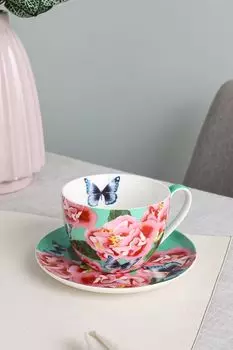 Чашка с блюдцем из фарфора Экзотика Камелии Maxwell & Williams