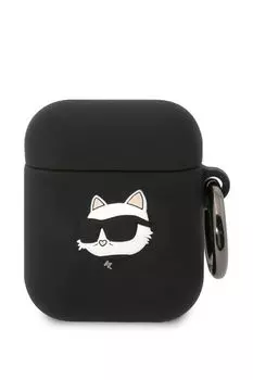 Чехол для наушников Airpods 1/2 с кольцом-карабином Karl Lagerfeld