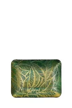 Декоративное блюдо стеклянное с принтом Листья Вещицы