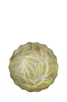 Декоративное блюдо стеклянное с принтом Листья Вещицы