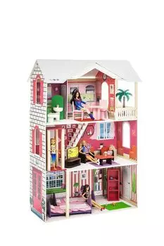 Деревянный кукольный домик с мебелью Сицилия, из 16 предметов PAREMO