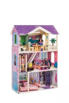 Деревянный кукольный домик с мебелью Флоренция, из 16 предметов PAREMO