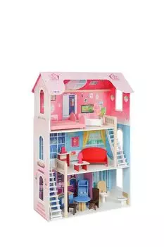 Деревянный кукольный домик с мебелью Вдохновение, из 16 предметов PAREMO