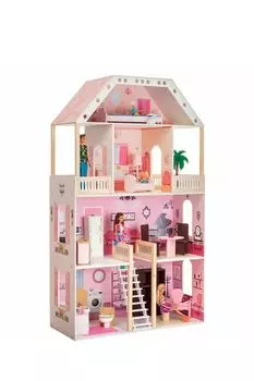 Деревянный кукольный домик с мебелью Поместье Монтевиль, из 16 предметов PAREMO