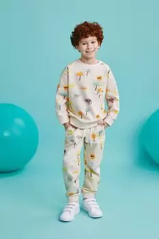 Брюки хлопковые на кулиске с принтом GIOCO