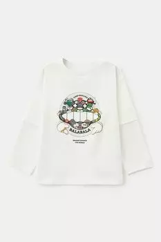 Лонгслив хлопковый с принтом Balabala