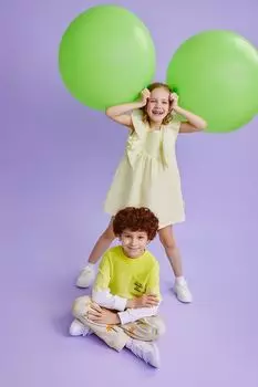 Платье хлопковое с оборками в мелкую клетку GIOCO