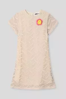 Платье вязаное с коротким рукавом и декором GIOCO