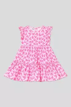 Платье хлопковое с оборками и принтом IDO