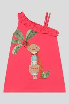 Платье хлопковое асимметричного кроя с аппликацией Mayoral