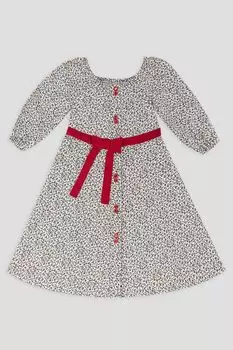 Длинное платье с красным поясом EVIKA KIDS