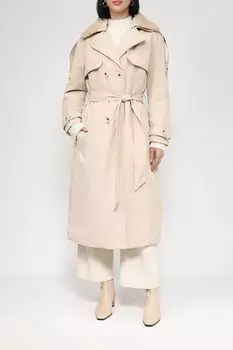 Двубортный плащ с меховой отделкой SABRINA SCALA