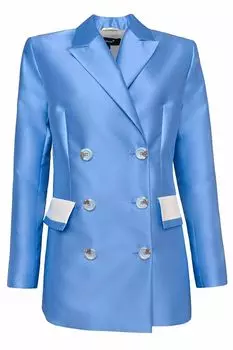 Двубортный жакет из атласной ткани Paola Ray