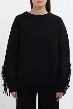 Джемпер хлопковый с бахромой на рукавах Piombo