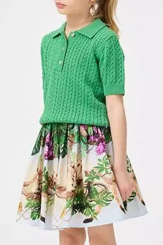 Джемпер хлопковый с коротким рукавом текстурный Molo