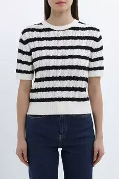 Джемпер хлопковый с коротким рукавом в полоску Dunst