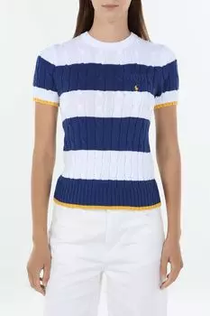 Джемпер хлопковый с коротким рукавом в полоску POLO RALPH LAUREN