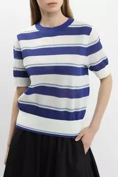 Джемпер хлопковый с коротким рукавом в полоску Auranna